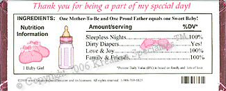 Baby Shower Girl Candy Wrapper - Back