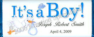 "It's A Boy" Candy Bar Wrapper - Front