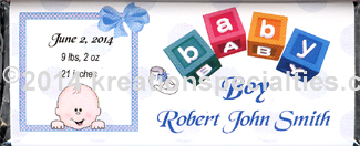 Baby Boy Announcement Candy Wrapper  Front