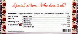 Mother's Day Candy Wrapper Sample Back