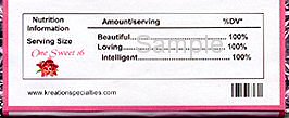 Sweet 16 candy wrapper sample 1 back.