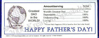 World's Greatest Dad Candy Bar Wrapper Back