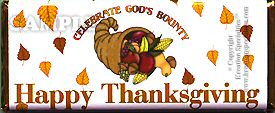 Happy Thanksgiving candy wrapper sample 2