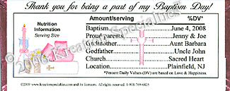 Baptism Girl Candy Bar Wrapper -Back