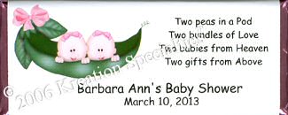 Twin Girls- "Two-Peas-In-A Pod" Candy Bar Wrapper - Front