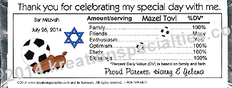 Bar Mitzvah "Mazel Tov " candy wrapper - fBack