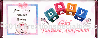Baby Girl Announcement Candy Wrapper  Front