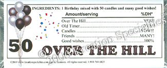 Over The Hill Candy Bar Wrapper Back