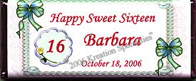 16th Birthday Candy Bar Wrapper 7 -Front