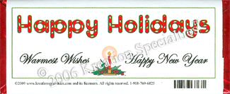 Happy Holidays Candy Wrapper 7 - Back