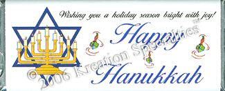 Happy Hanukkah Star  and Menorah Chocolate Bar Image
