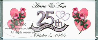 25th Anniversary Chocolate Bar Favor  Front